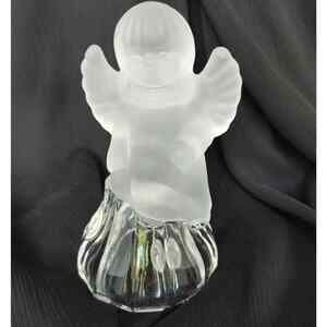 Vintage Celebrations Angel Bell Lead Crystal Christmas Frosted Glass Baby Angel
